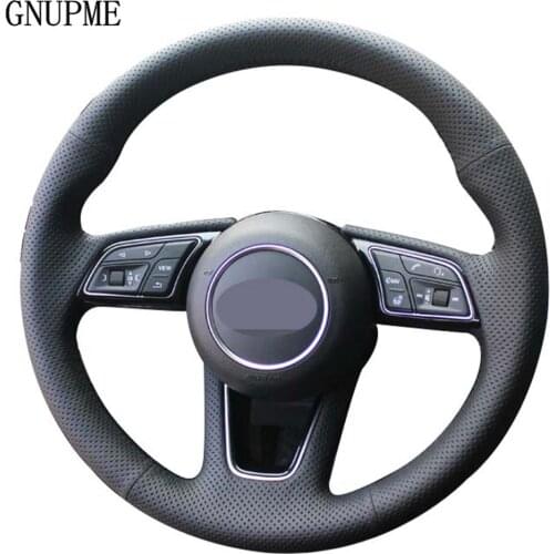 Car Steering Wheel Cover For Audi A4 (B9) Avant A5 (F5) Q2 A1 (8X) Sportback A3 (8V) Hand-stitched Black Soft Artificial Leather