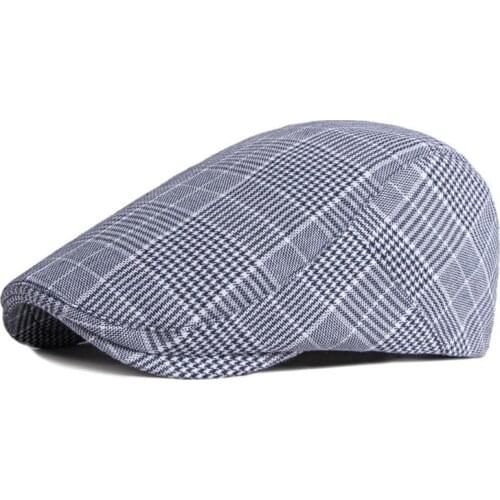 Cotton Spring Summer Plaid Newsboy Caps Flat Peaked Cap Men and Women Painter Beret Hats 94
