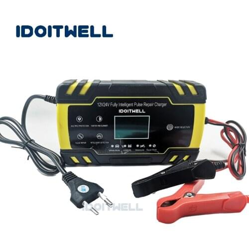 Pulse Repair lead acid battery charger 12V 8A 24V 4A Automatic Car Battery Charger 12v 24v AGM GEL WET charger for Motorcycle
