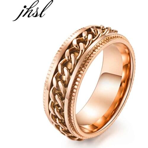 JHSL Rotatable Rotated 8mm Men Rings Stainless Steel Fashion Jewelry High Quality Size 6 7 8 9 10 11 12