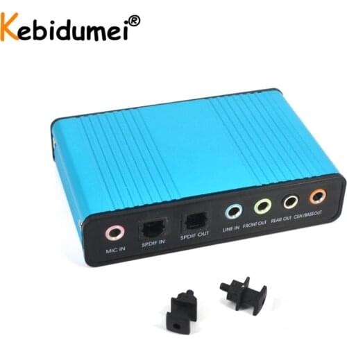 Kebidu 6 Channel 5.1 External USB 2.0 Sound Card Audio Card Converter Adapter CM6206 Chipset Audio Adapter for PC Laptop
