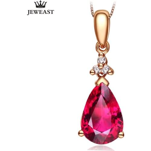 LSZB Natura red ltourmaline 18K Pure Gold Pendant Real AU 750 Solid Gold Upscale Trendy Classic Fine Jewelry Hot Sell New 2020