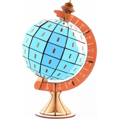DIY Model toys 3D Wooden Puzzle-Rotating globe Wooden Kits Puzzle Game Assembling Toys Gift for Kids Adult P23