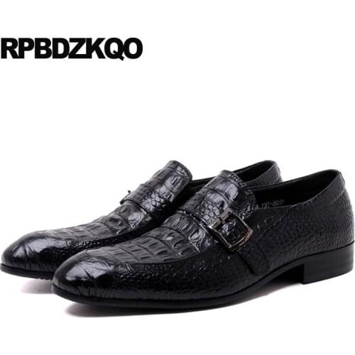 Python Leather Monk Strap Men Dress Italian Shoes Party Italy Snakeskin Crocodile Snake Black Alligator Genuine Metal Burgundy