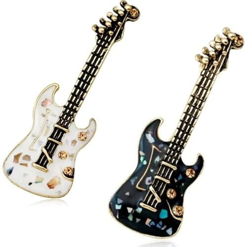 Musical Instrument Guitar Brooches for Women Cute Fashion Animal Pins Summer Style Shining Jewelry Kids Accessories Good Gift