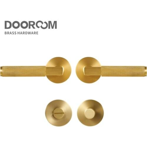 Dooroom thumbturn Knurled Brass Door Lock Set Modern Interior Bedroom Bathroom Wood Door Lever Set Dummy Privacy Passage Lock