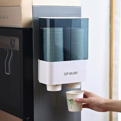 Wall Mounted Water Dispenser Cup Holder Disposable Cup HolderAutomatic Cup Storage Rack Household Free Punching Paper Cup Rack