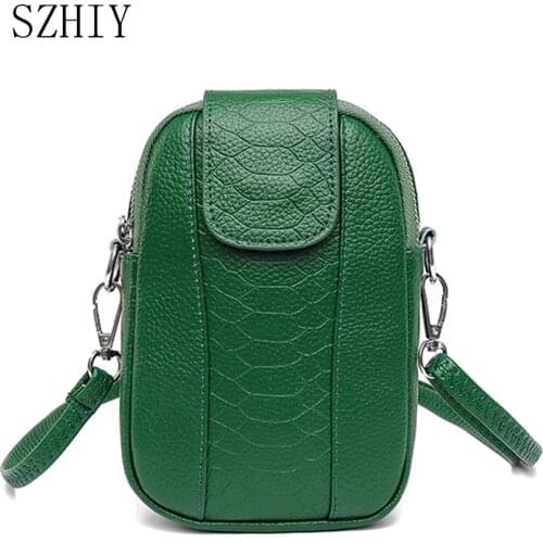 Genuine Leather Women Mobile Phone Bag Snake Crossbody Mini 2021 Purse Designer New Luxury Brand Female Shoulder Bags Carteira