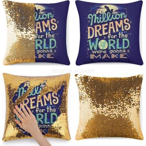 A Million Dreams Sequin Pillowcase Fashion Pillowcase Gift for Her He Typography Lettering Retro Musical Vintage Lyric Art