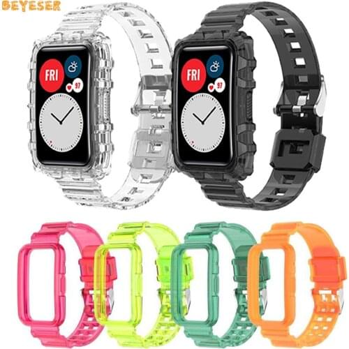 New Transparent Watchband Replacement Strap For Huawei Watch Fit Smartwatch Band Rubber Glacier Integrated Bracelet Wristband