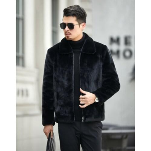 Autumn and winter new mens fur Lapel thickened imitation mink coat whole mink Lapel mens coat