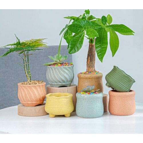 Simple Style Succulent Plant Flowerpot Home Garden Fleshy Flower Pot Ceramic Crafts Vase Desktop Ornaments