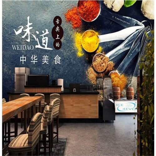 Drop Shipping photo Wallpaper Chinese Style Spicy Hot Pot Grill Shop Decoration Restaurant Wallpaper Korean Cuisine 3d Mural