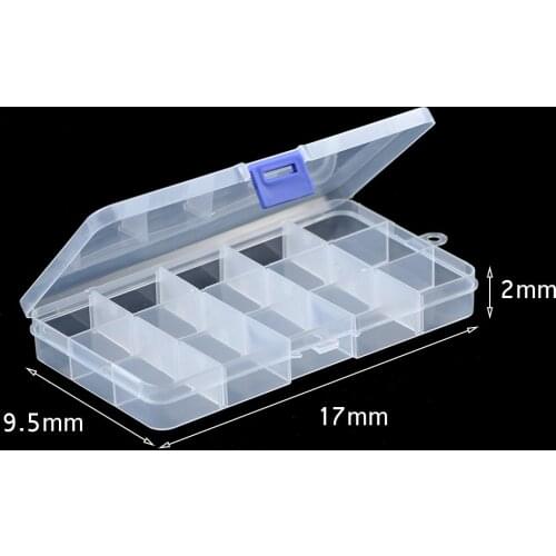 HGKLBB Adjustable 15 Slots Plastic Storage Jewelry Box packaging transparent Tool Case Craft Organizer Rings Beads Display boxs