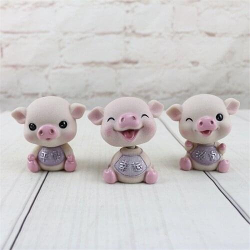 Cake Decoration Accessories Home Decor Creative Cute Shaking Head Pig Desktop Crafts Ornaments Car Adornment Dashboard Resin Toy