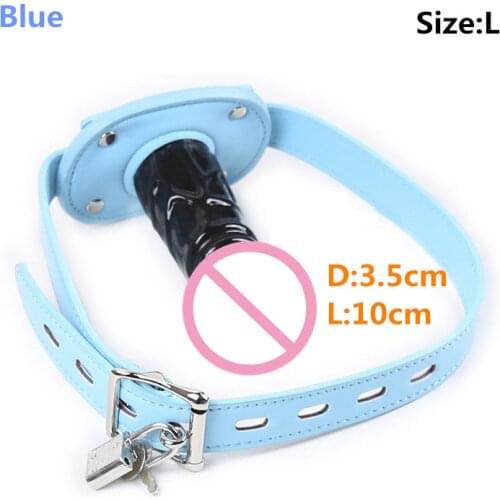 Sex Silicone Dildo Mouth Gag Toys with Leather Strap Locking Buckles For Couples Adults Games Slave Role Play Bdsm Bondage