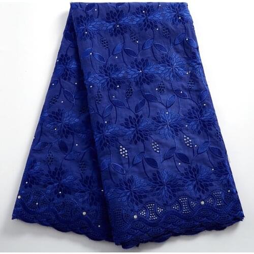 SJD LACE New Royal Blue Voile Lace Fabric African Laces Fabric Wedding 2021 100% Cotton Swiss Voile Lace Women Sewing DressA2435