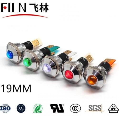 FILN Metal convex 19mm 12 volts the lightemitting diode indicator lights red green yellow white blue pilot lamp