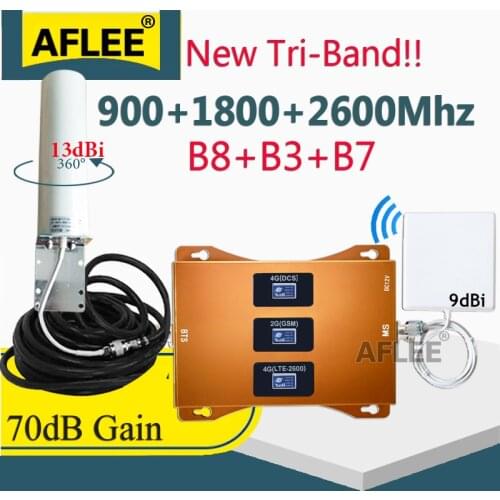 Russia 4G CellPhone Cellular Amplifier 900 1800 2600 Tri-Band 4G Repeater GSM 2G3G4G NetWork Mobile Signal Booster GSM UMTS LTE