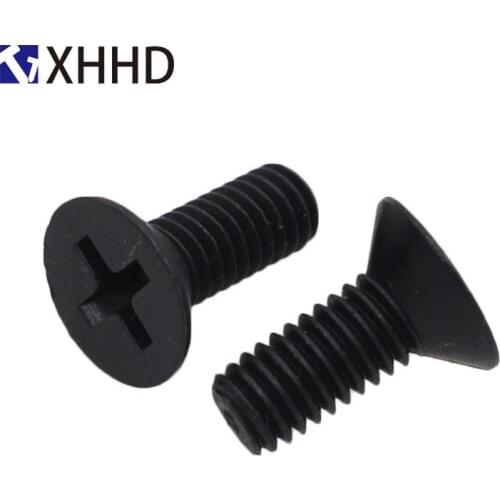 M2.5 M3 M4 M5 Black Phillips Nylon Flat Head Screw Plastic Insulation Cross Ressed Metric Thread Countersunk Head Machine Bolt