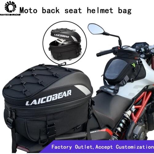 High Capacity Motorcycle Tail Back Seat Bags Moto Multi-Functional Durable Rear Seat Bag Rider Backpack Put In Helmet Black