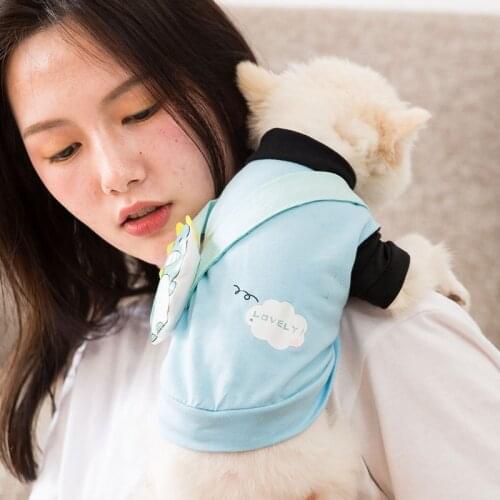 Pet Clothes Summer T-shirt Cute Backpack T-Shirt Puppy Dog Summer Thin Breathable Pomeranian Cat Small Puppies
