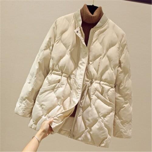 Stand Collar Cotton Coat Female 2019 Autumn Winter Fashion New Waist Linger Cotton Padded Warm Cotton Jacket Coat Tide H00388