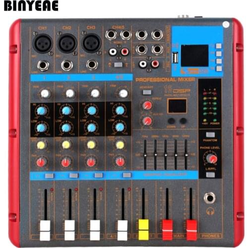 MLLSE Karaoke Sound Mixer,5 Channel for Music Mixing with Bluetooth Control,Monitor for Speaker SMR503