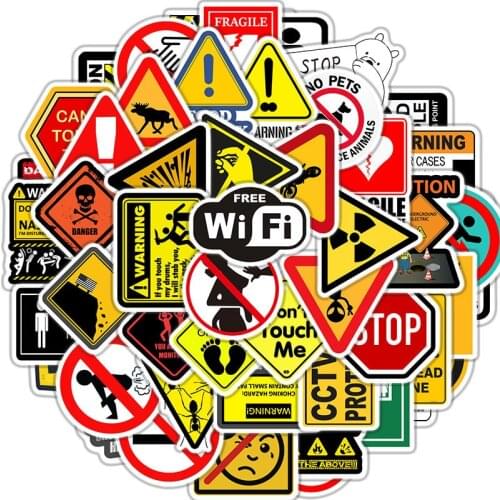 10/50PCS Warning Stickers Danger Banning Signs Reminder Waterproof Decal Sticker to Laptop Motorcycle Luggage Phone Snowboard