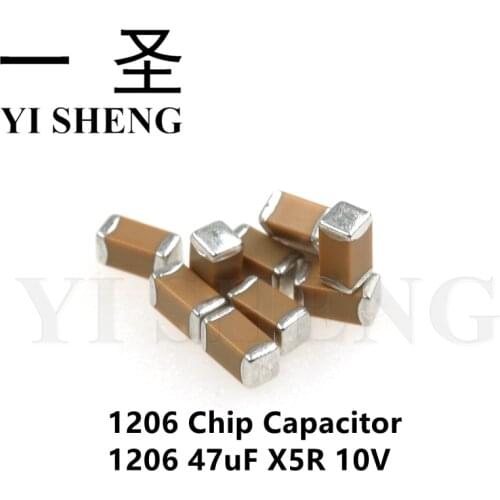 100pcs 47uF X5R 10% 10V 1206 476K smd capacitor