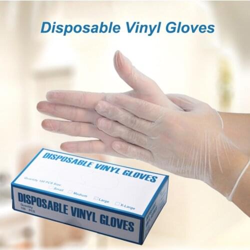 100pcs Transparent Disposable Vinyl Gloves for Food Service//Restaurant/ Household/ Beauty Salon Clean Tools Elastic PVC Gloves