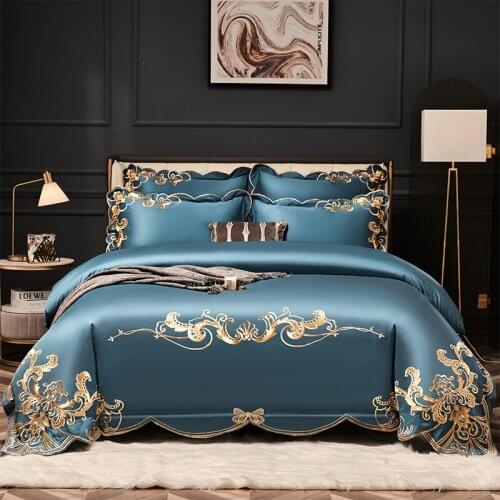1000 TC Cotton Luxury embroidery Bedding Set Pillowcase Duvet Cover Sets Bed Linen Sheet Double Queen King Size Quilt Covers