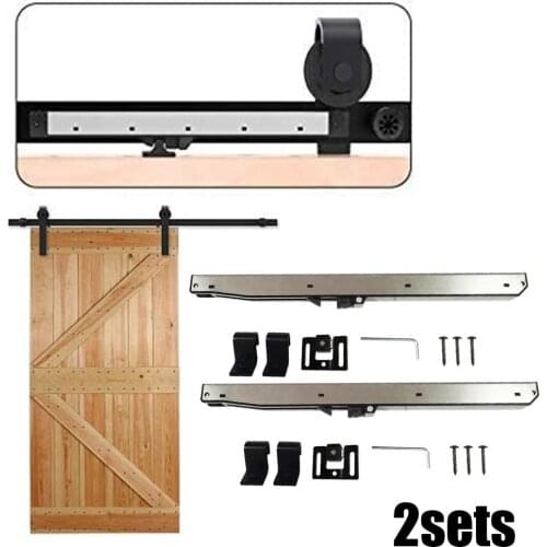 2pc Silver Door Slide Damper Soft Close Mechanism For Damper Sliding Barn Door For Guide Rail Barn Wood Hardware Track Kit