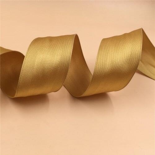 N2195 38MM X 25yards Roll Gift Box Wrapping Gold Wired Grosgrain Edged Satin Ribbon