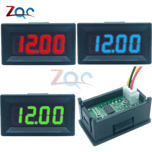 4 Bit 0.36 inch Mini Digital Voltmeter 0-100V DC Volt Voltage Meter LED Panel Electric Voltage Tester W/ Case 3Wires 12V 24V 48V