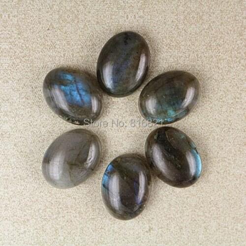 6 Pieces/lot) Natural Labradorite stone Oval flat back Gem stone Cabochon CABs 12x16mm 13x18mm 18x25mm