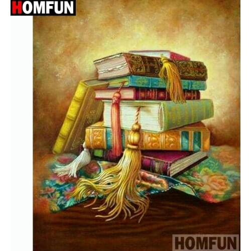 HOMFUN Diamond Embroidery DIY Diamond Painting Cross Stitch Kit "Book scenery" 5D Needlework Diamond Home Decoration A14333