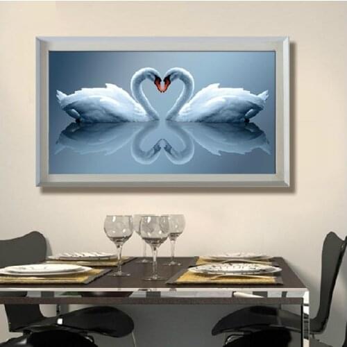 FREE delivery hot selling Top Quality cross stitch kit swan swans forever love heart