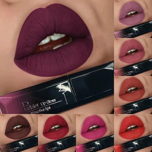Brand Waterproof Nude Matte Velvet Glossy Lip Gloss Lipstick Lip Balm Sexy Red Lip Tint 21 Colors Women Fashion Makeup Gift