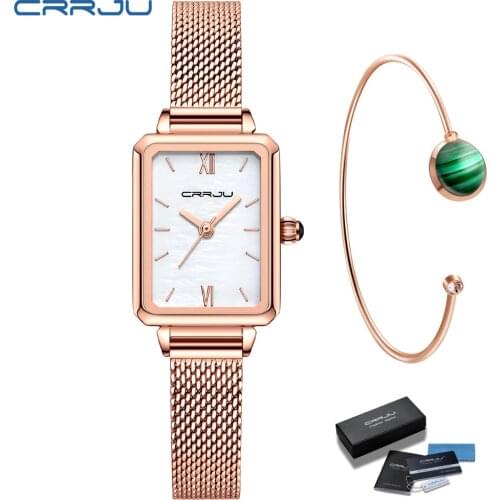 2020 New CRRJU Japan Movement Women Watch Top Brand Luxury Stylish Ladies Rose Wristwatch Waterproof Quartz watch Girl Clock