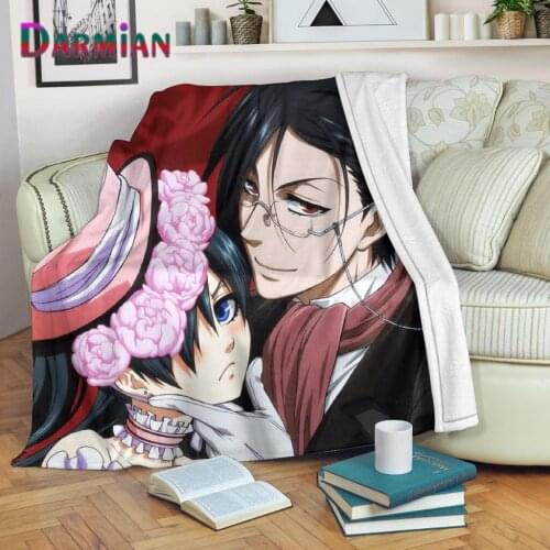 DARMIAN 2021 Soft Blankets for Sofa Summer Air Conditioner Thin Quilt Anime Kuroshitsuji Printing Fleece Throw Blankets Mantas
