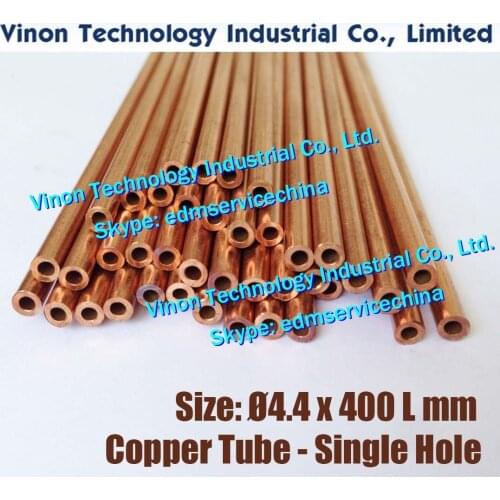 Ø4.4x400Lmm Copper Tube Single Hole (30PCS/LOT), Copper EDM Tubing Electrode Tube Diameter 4.4mm Length 400mm for EDM Drilling