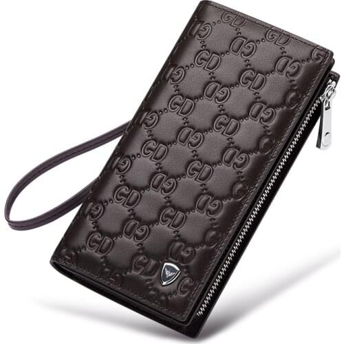 Leather Mens wallet long fashion large capacity hand bag business high grade card holder multi function brand Coin Purse
