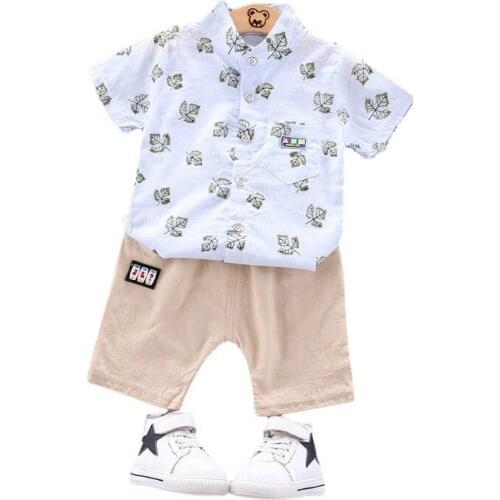Infant Baby Boys Fashion Clothes Set Kids Girls Maple Leaves Full Printing T-shirt+Shorts Toddler Casual 2021 Summer Outfits
