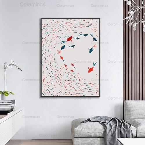 Chinese Style Home Decoration Canvas Painting Vintage Watercolor Koi Fish Animal Posters and Prints Wall Art Picture for Bedroom