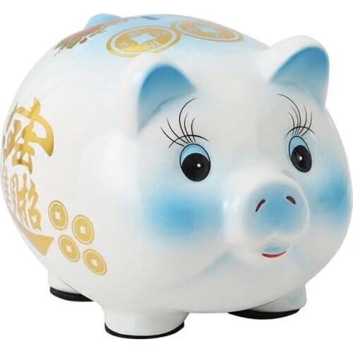 Ceramic Cartoon Pig Piggy Bank for Adults Large Capacity Animal Savings Tank Puppy Toy Dispensador De Monedas Home Decor GG50cq