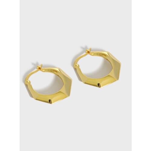 Korean ins niche geometric polygon simple texture ear buckle S925 sterling silver earrings women