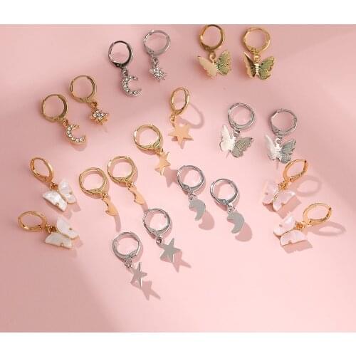 Lost Lady Butterfly Moon Star Hoop Huggies Earrings for Women Wholesale Fashion Jewelry Cute Small Earrings Party Gifts Brincos