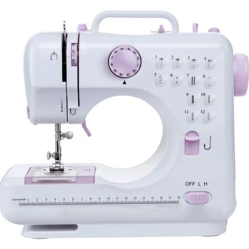Mini 12 Stitches Sewing Machine Household Multifunction Double Thread and Speed Free-Arm Crafting Knitting Mending Machine