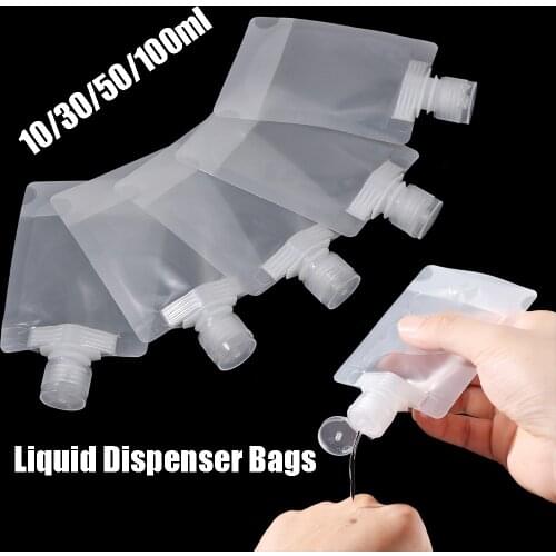 10pcs Clear 10/30/50/100ml Reusable Leakproof Refillable Pouches Cosmetic Containers Shampoo Lotion Liquid Dispenser Packaging